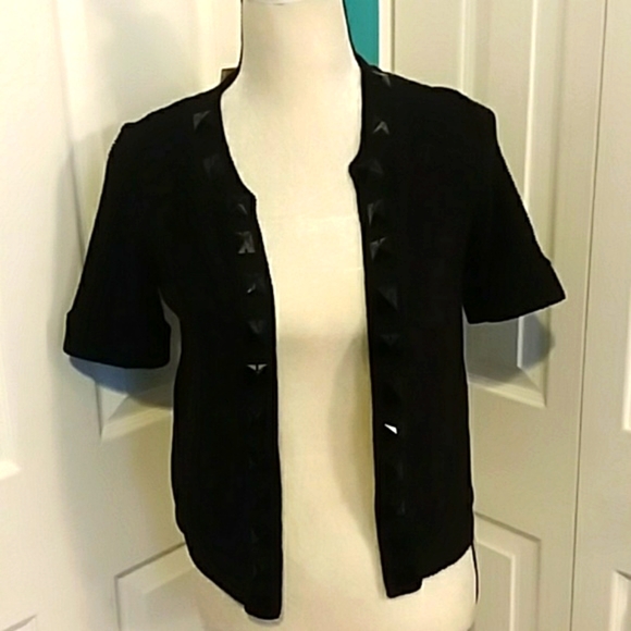 🆕 EVAN PICONE BLACK SHORT SLEEVE OPEN CARDIGAN SWEATER - Picture 1 of 5